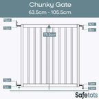Safetots Top of Stairs Screw Fitted Baby Gate - Black Wooden - 63.5-105.5cm - Wood Safety Barrier Stair Gate - Damaged Box
