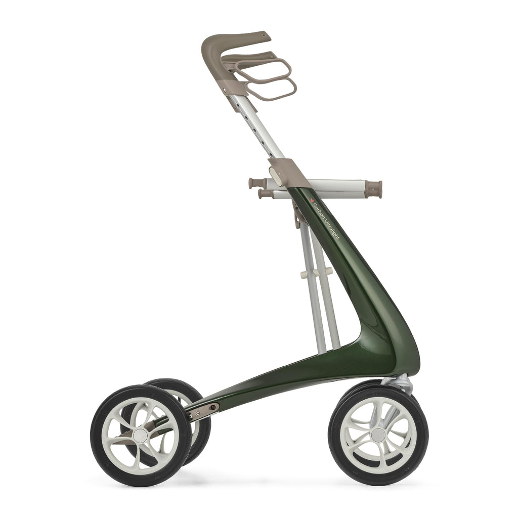 byACRE Carbon Ultralight Rollator Walker - British Green - 4.8kg Lightweight Mobility Aid - Folding Design - Like New