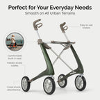 byACRE Carbon Ultralight Rollator Walker - British Green - 4.8kg Lightweight Mobility Aid - Folding Design - Like New