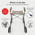 byACRE Carbon Ultralight Rollator Walker - British Green - 4.8kg Lightweight Mobility Aid - Folding Design - Like New