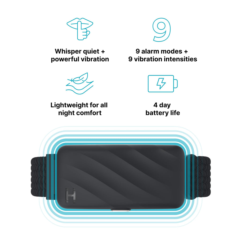Homedics WakeBand Vibrating Alarm Wristband - Silent Clock Alternative - Black Sleep Aid - New