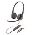 Poly Blackwire 3225 Wired Headset - USB-C to USB-A & 3.5mm Jack - Stereo Hi-Fi Sound - Noise-Cancelling Mic - PC Headphone - New