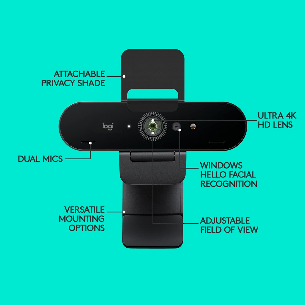 Logitech Brio Ultra HD Pro Webcam - 4K UHD 1080p Full HD - Streaming Video Conferencing Camera - USB Plug & Play - Damaged Box