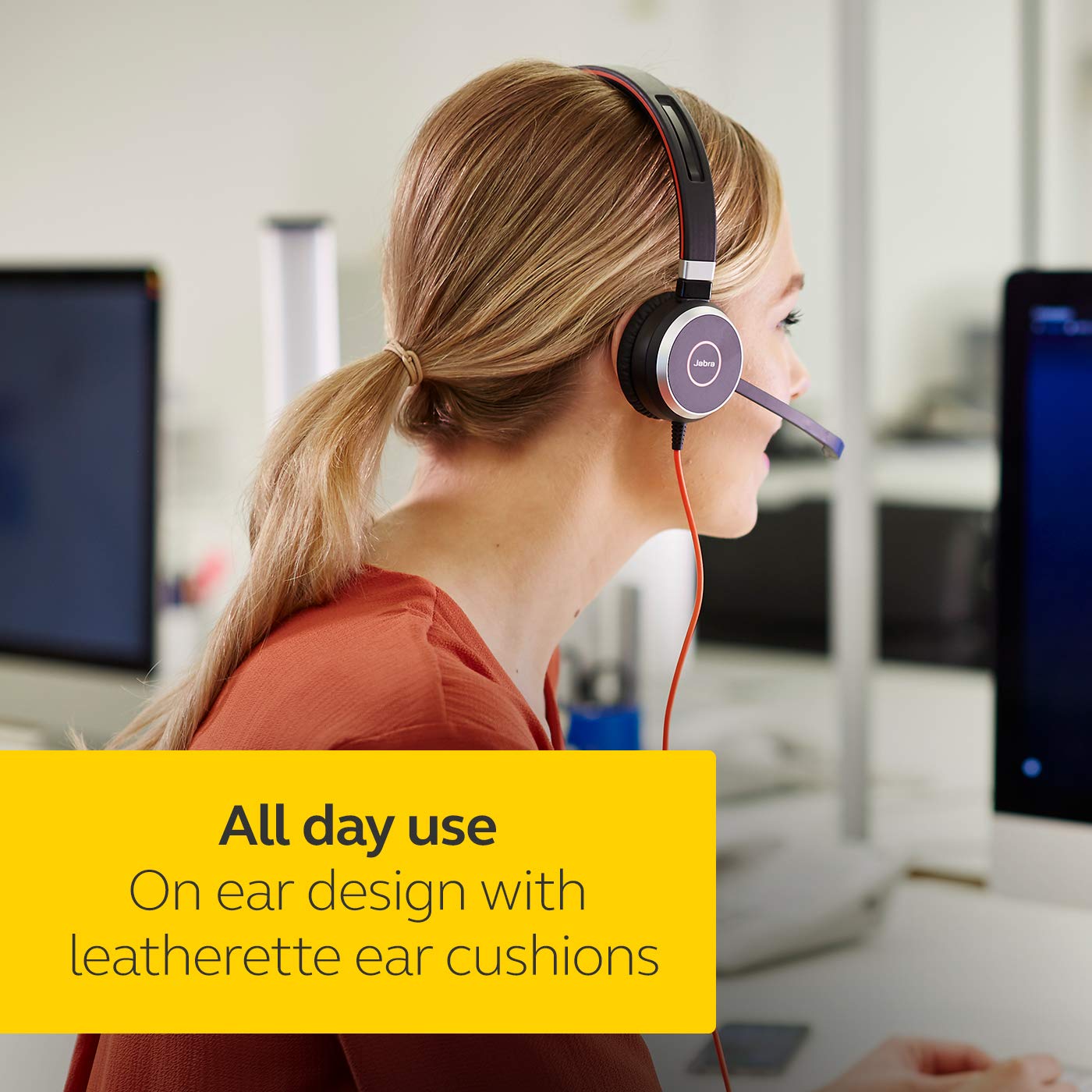 Jabra Evolve 40 MS Stereo Headset - Microsoft Certified Headphones - USB Controller - Black - VoIP Softphone PC Headset - New