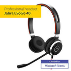 Jabra Evolve 40 MS Stereo Headset - Microsoft Certified Headphones - USB Controller - Black - VoIP Softphone PC Headset - New