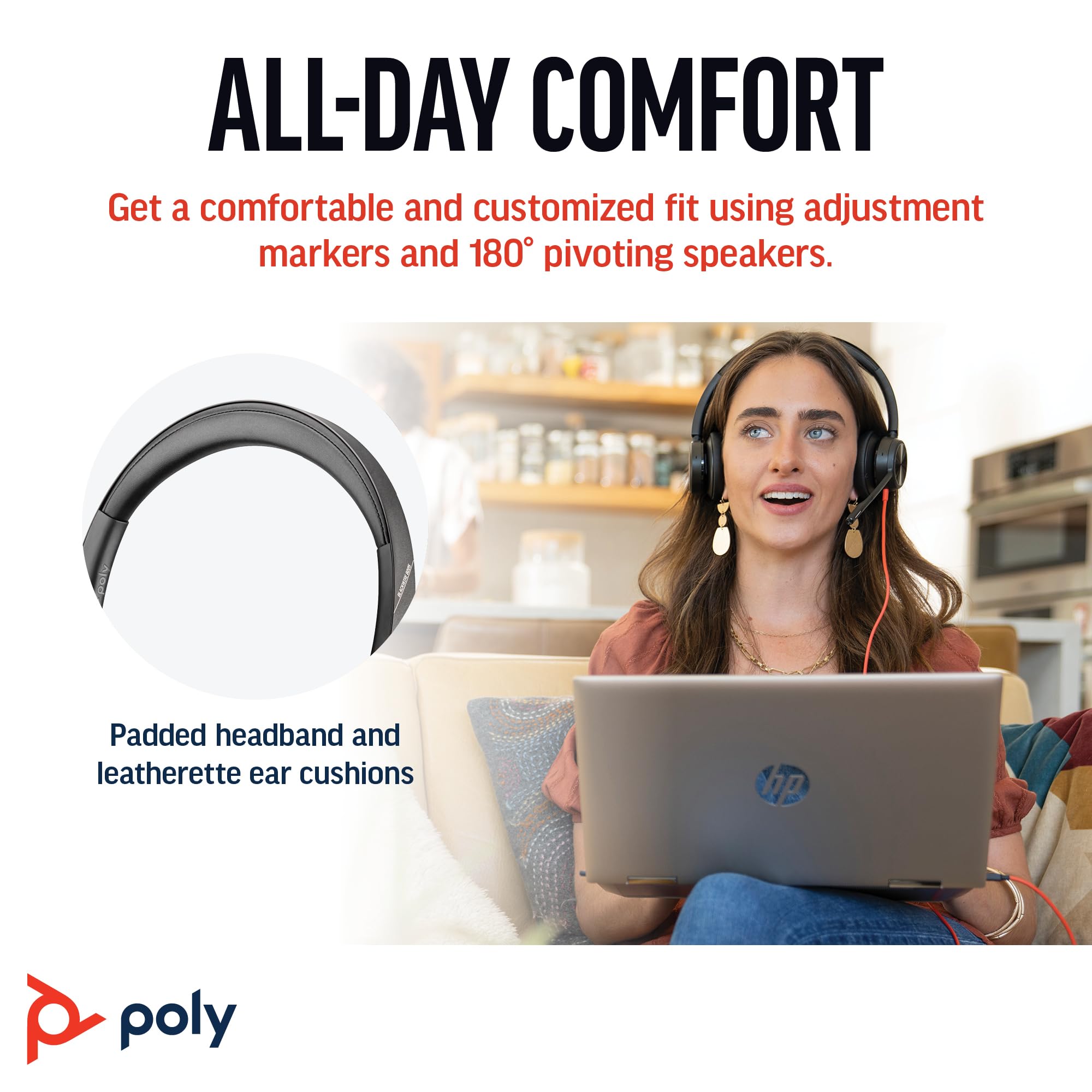 Poly Blackwire 8225 Wired Headset - Active Noise Cancelling - Hi-Fi Stereo - USB-A - PC Mac Teams Zoom Compatible - New