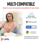 Poly Blackwire 8225 Wired Headset - Active Noise Cancelling - Hi-Fi Stereo - USB-A - PC Mac Teams Zoom Compatible - New