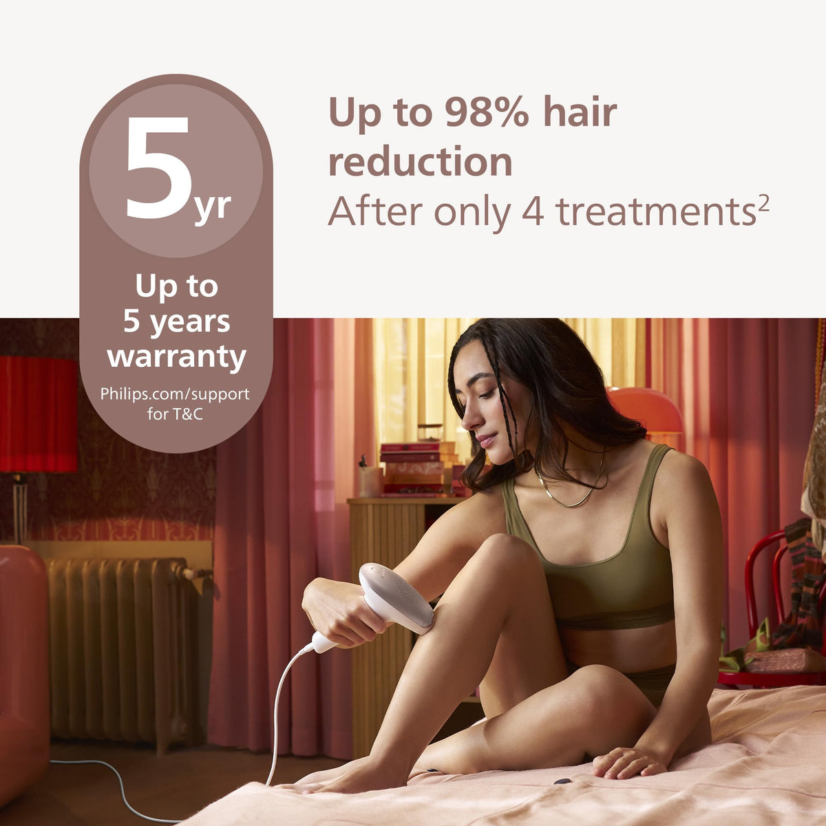Philips Lumea 7000 Series IPL Hair Removal Device BRI921/00 - Laser Alternative, Body & Face, Satin Compact Trimmer - Damaged Box