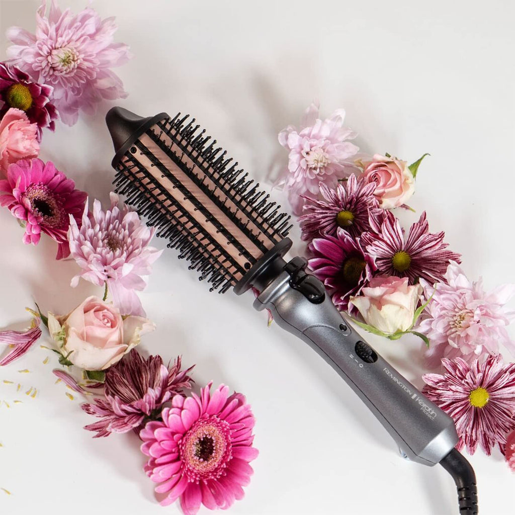 Remington Keratin Protect Heated Hot Hair Brush - 45mm Mixed Bristle, Ceramic Barrel, Volume & Curls CB65A458 - Damaged Box