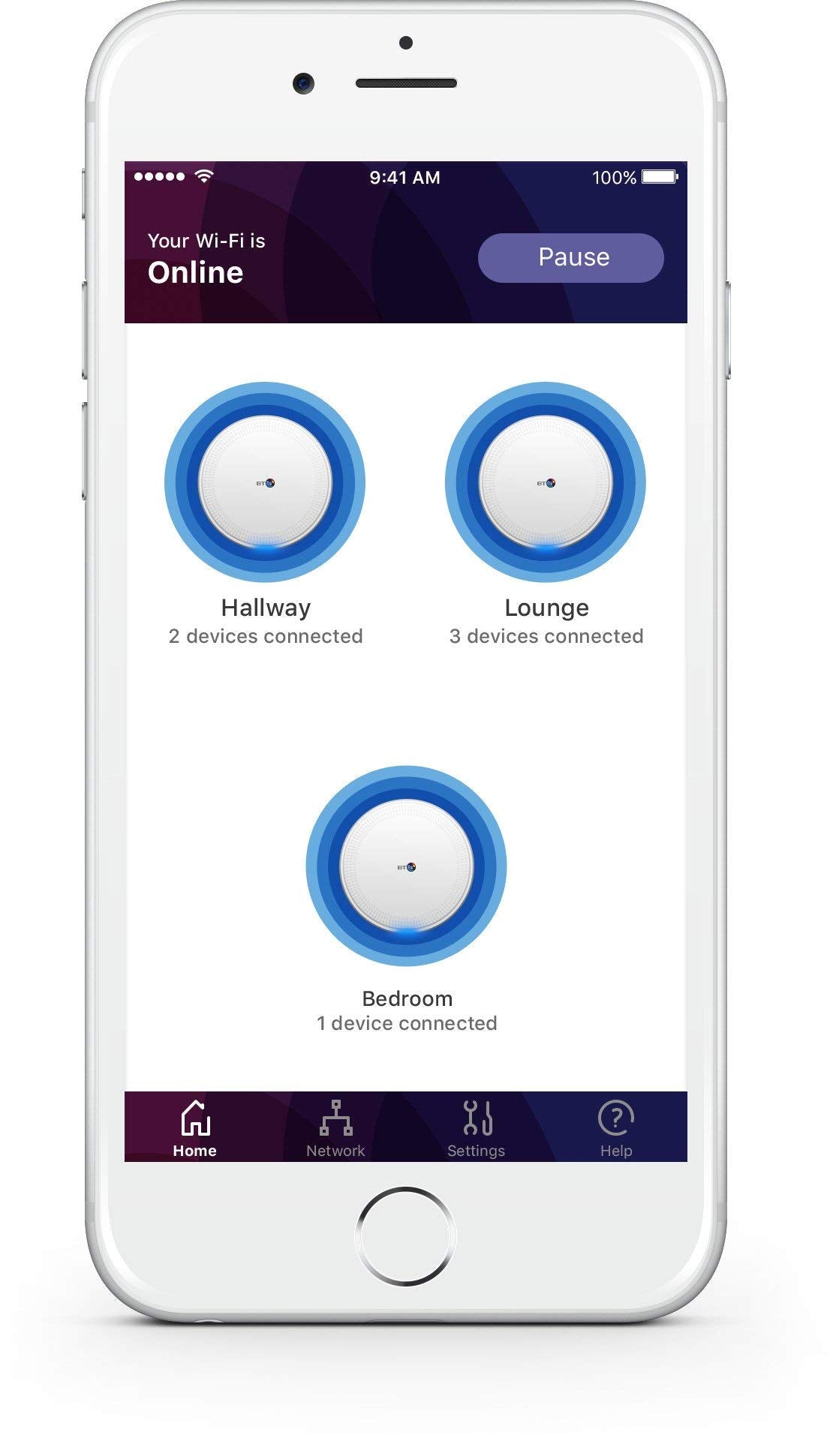 BT Whole Home Wi-Fi - AC2600 Mesh Wi-Fi System - Pack of 3 Discs - Seamless Whole Home Coverage for Medium to Large Homes - Like New