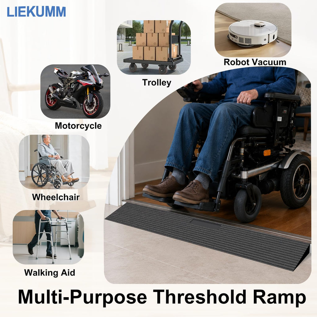 LIEKUMM Wheelchair Threshold Ramp - 3cm Height, 650kg Load Capacity - Mobility Aid Access Slope - Damaged Box