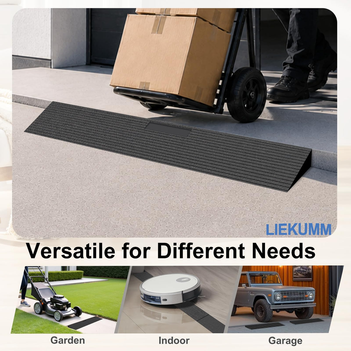LIEKUMM Wheelchair Threshold Ramp - 3cm Height, 650kg Load Capacity - Mobility Aid Access Slope - Damaged Box