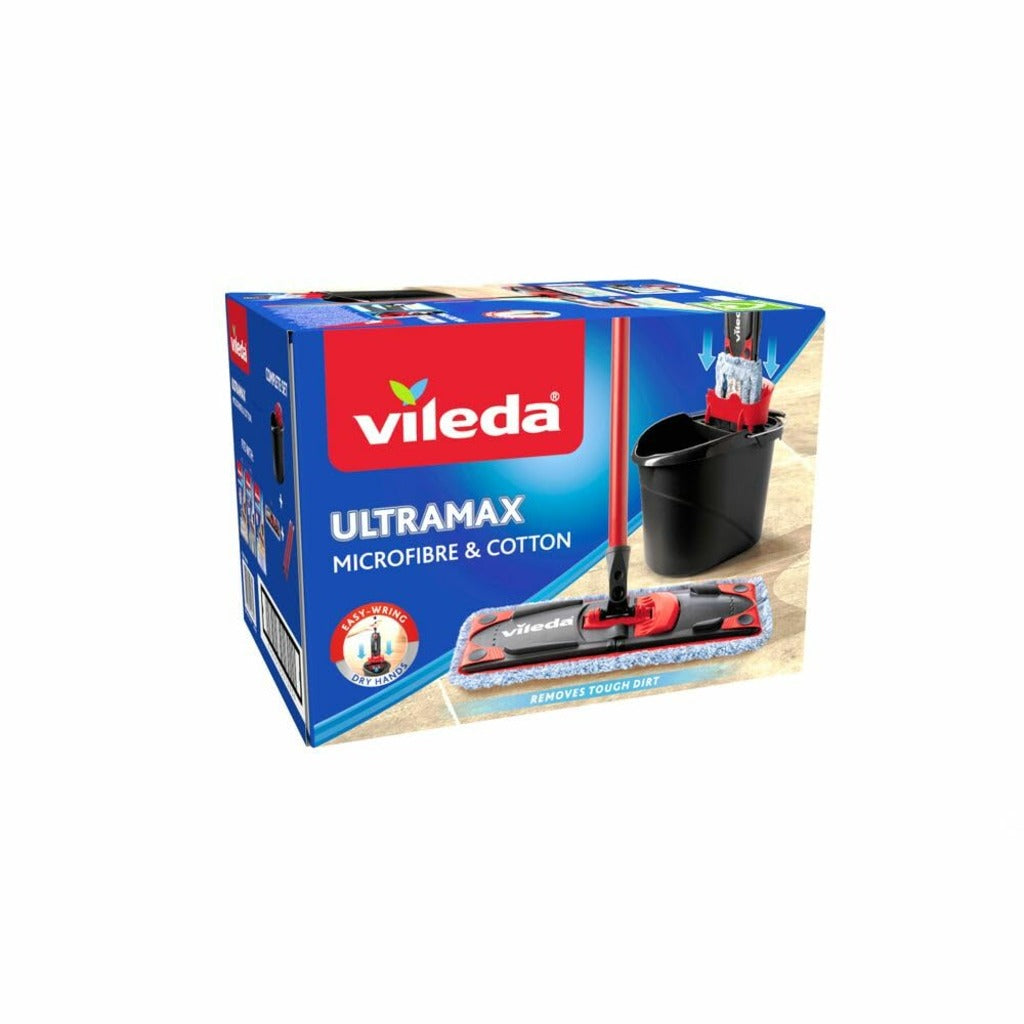 Vileda UltraMax Complete Flat M Mop & Bucket Set - Microfibre Mop Head System - Damaged Box
