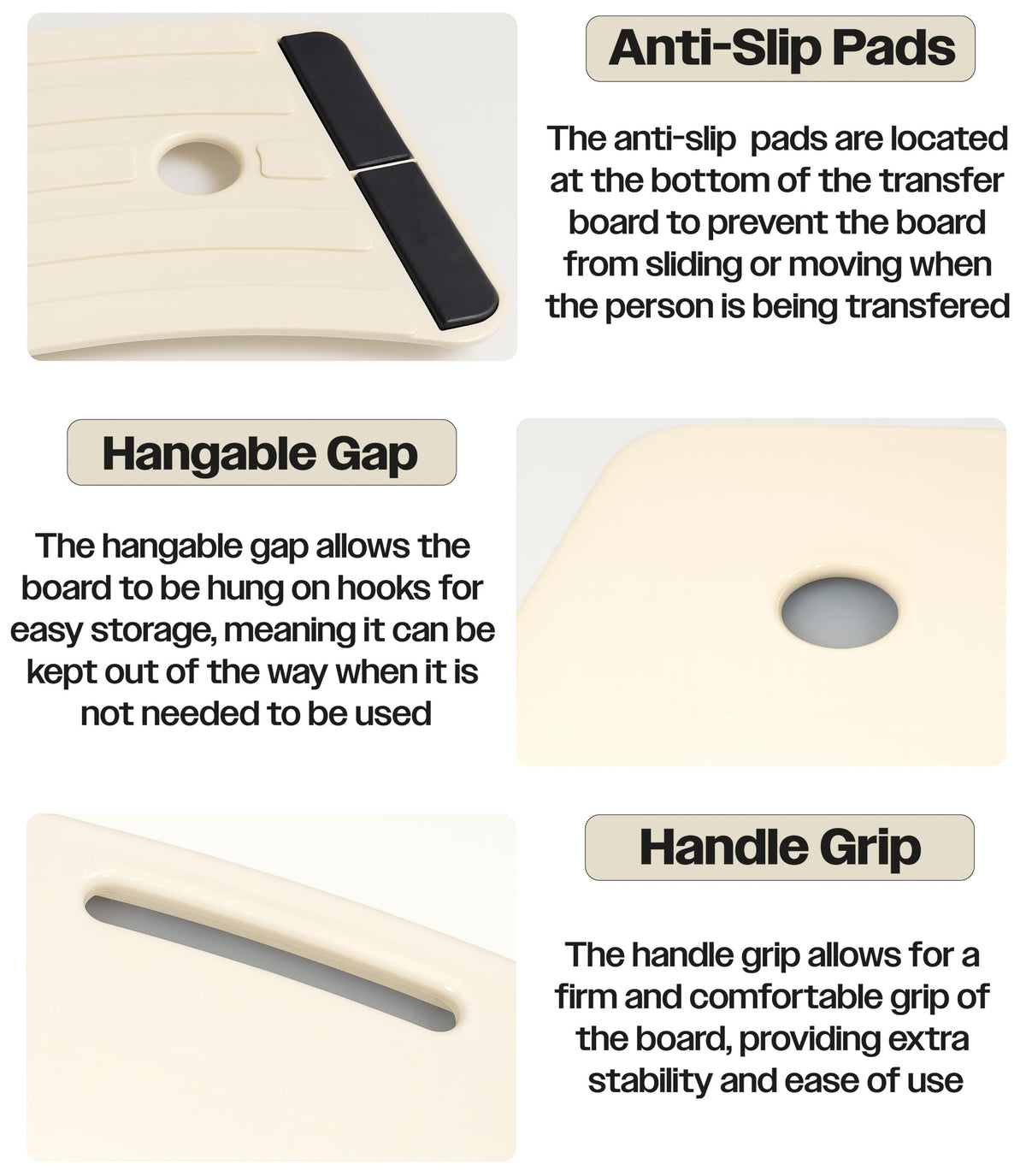 Aidapt Banana-Shaped Transfer Board - Curved Patient Aid, Non-Slip Strips, Handle, 150kg Mobility Support for Bed Wheelchair Car Toilet - Damaged Box