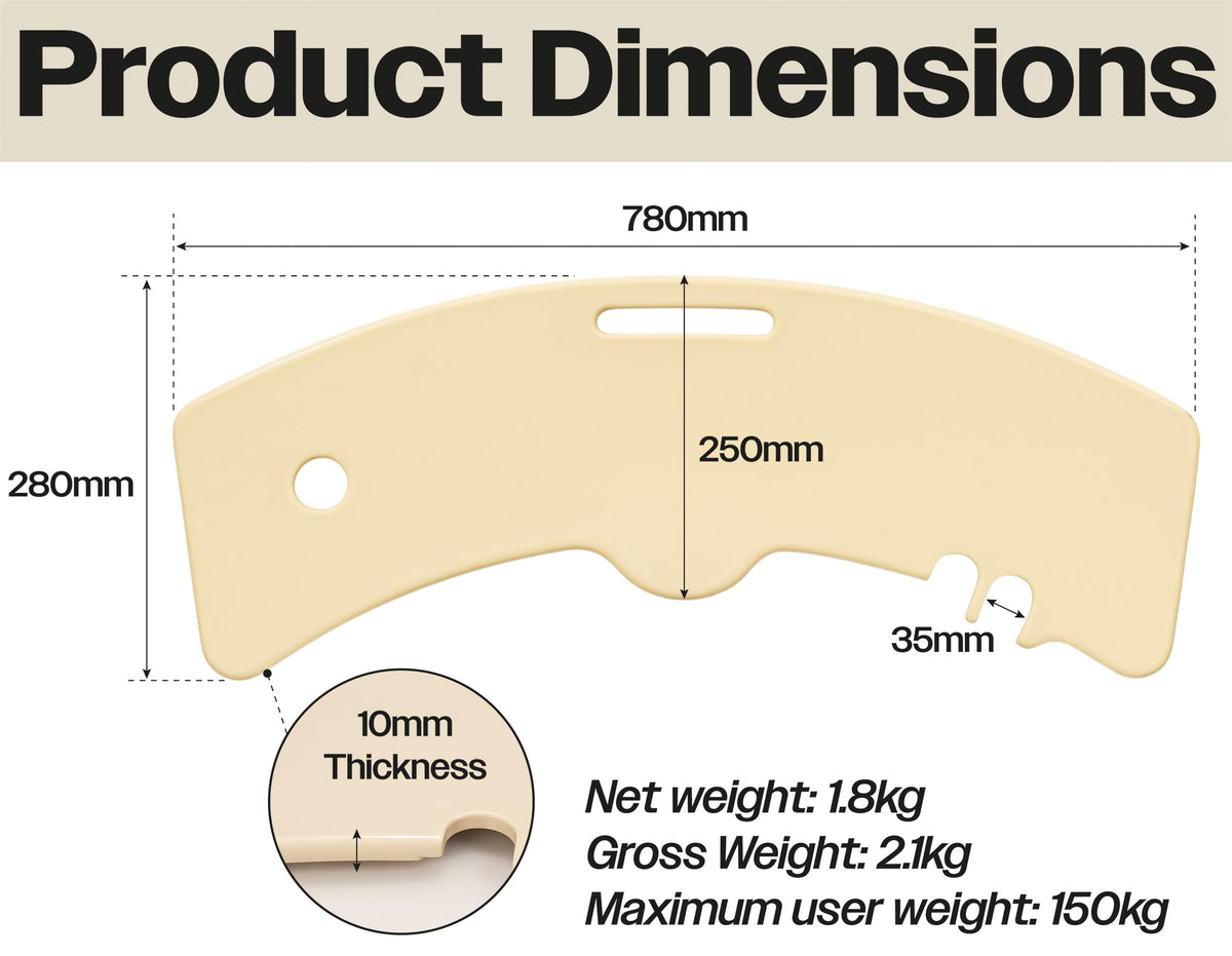 Aidapt Banana-Shaped Transfer Board - Curved Patient Aid, Non-Slip Strips, Handle, 150kg Mobility Support for Bed Wheelchair Car Toilet - Damaged Box
