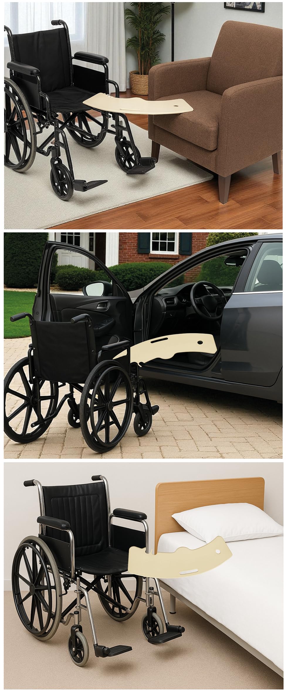 Aidapt Banana-Shaped Transfer Board - Curved Patient Aid, Non-Slip Strips, Handle, 150kg Mobility Support for Bed Wheelchair Car Toilet - Damaged Box