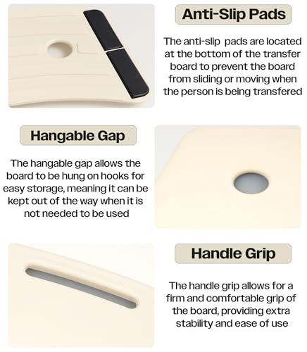 Aidapt Banana-Shaped Transfer Board - Curved Patient Aid, Non-Slip Strips, Handle, 150kg Mobility Support for Bed Wheelchair Car Toilet - Damaged Box