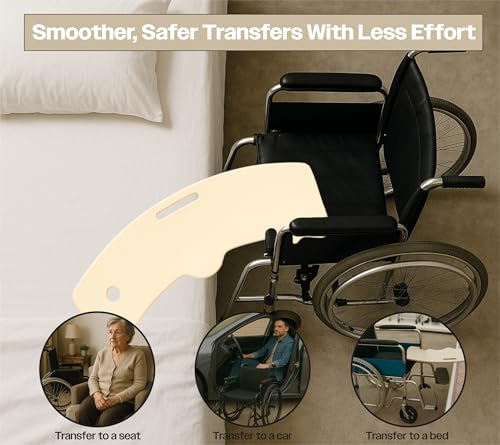 Aidapt Banana-Shaped Transfer Board - Curved Patient Aid, Non-Slip Strips, Handle, 150kg Mobility Support for Bed Wheelchair Car Toilet - Damaged Box