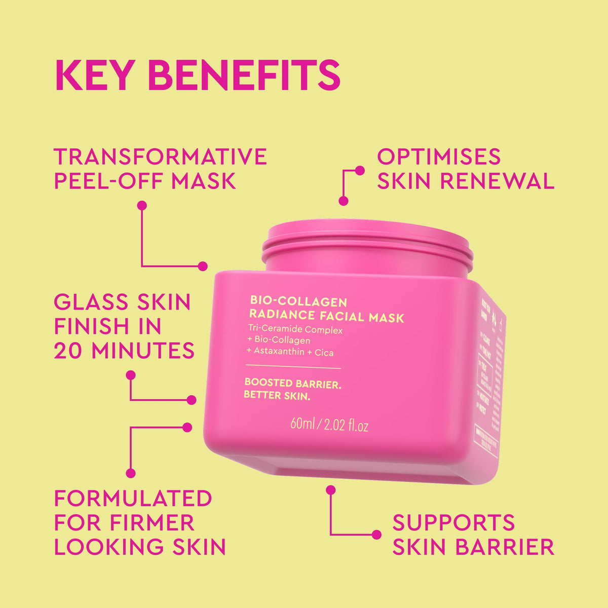 BYOMA Bio-Collagen Radiance Face Mask - Peel Off Mask - Glass Skin - 60ml Hydrating Skincare - New