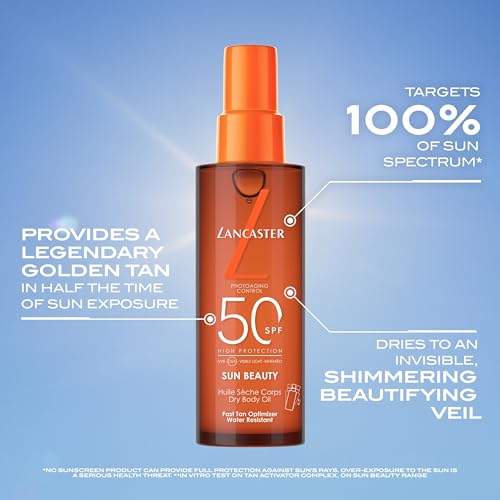 Lancaster Sun Beauty Dry Body Oil SPF30 150ml - Photoaging Control, Broad Spectrum Sun Protection, Fast Tan Optimizer, Water Resistant - New