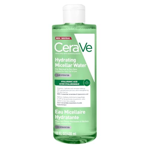 CeraVe Hydrating Micellar Water 400ml - Makeup Remover & Cleanser with Hyaluronic Acid for Dry Skin - New