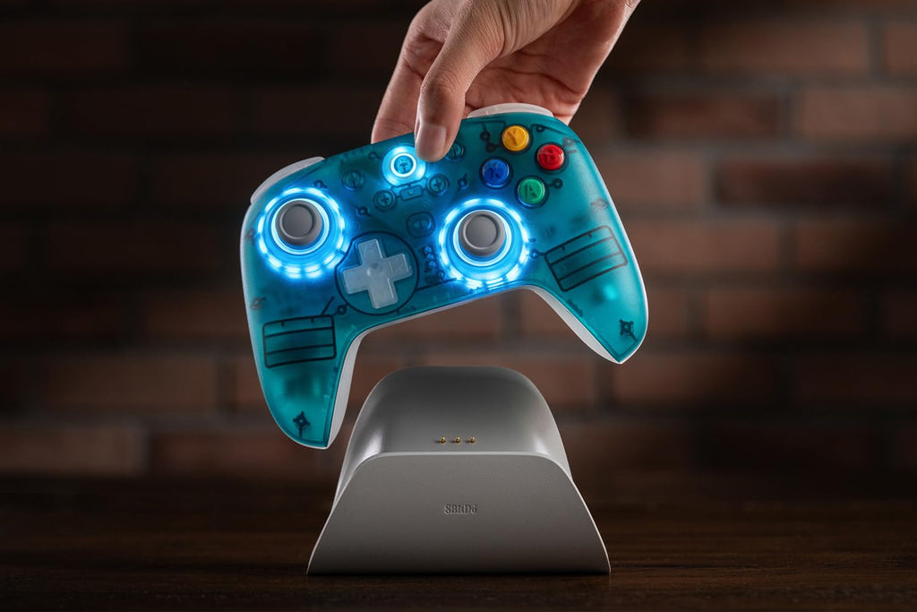 8BitDo Ultimate 2 Wireless Controller - PC, Apple, Steam, Android - TMR Joysticks, Hall Triggers, Clear Blue Gamepad - Like New