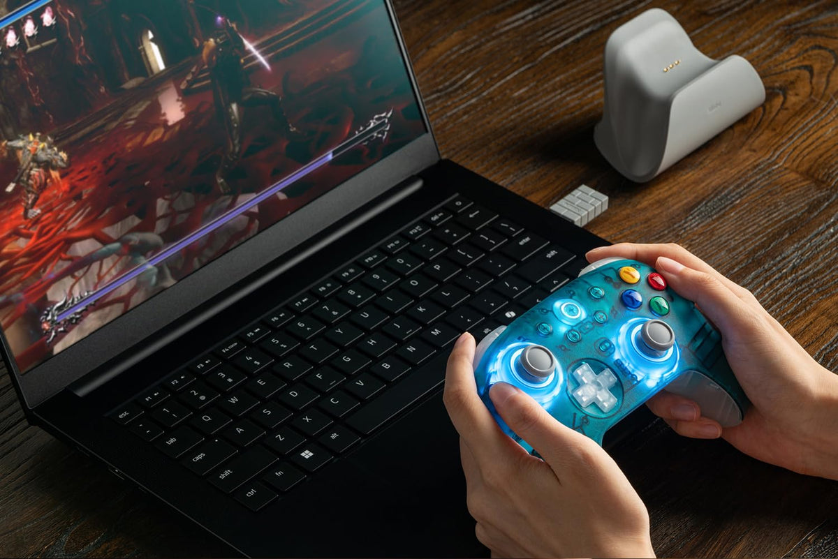 8BitDo Ultimate 2 Wireless Controller - PC, Apple, Steam, Android - TMR Joysticks, Hall Triggers, Clear Blue Gamepad - Like New
