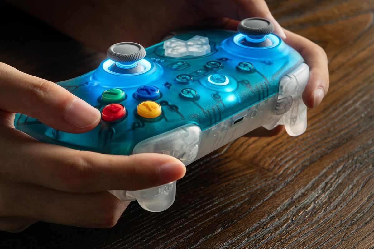 8BitDo Ultimate 2 Wireless Controller - PC, Apple, Steam, Android - TMR Joysticks, Hall Triggers, Clear Blue Gamepad - Like New