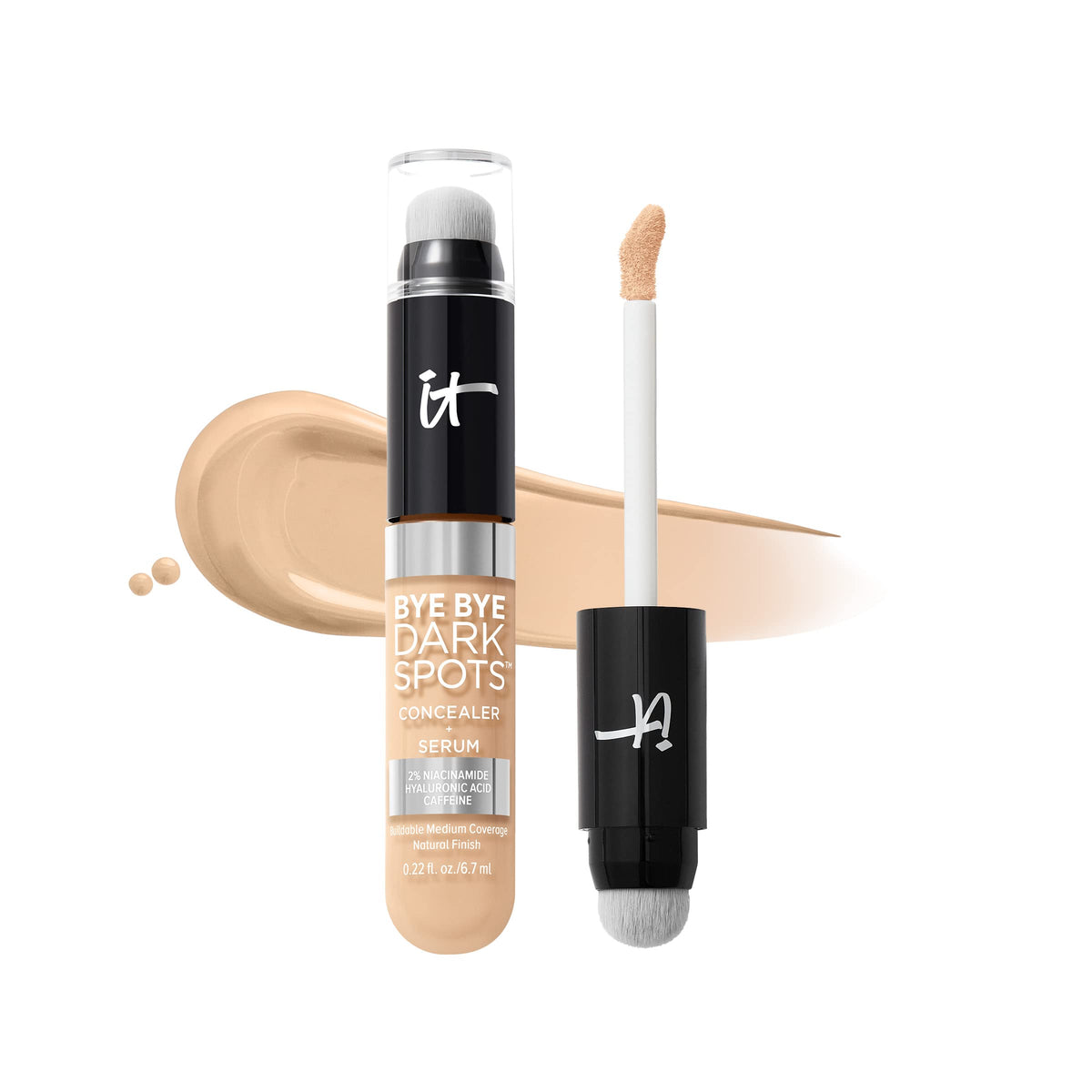 iT Cosmetics Bye Bye Dark Spots Concealer - Warm 12 - Niacinamide & Caffeine - Full Coverage Blemish Corrector - New