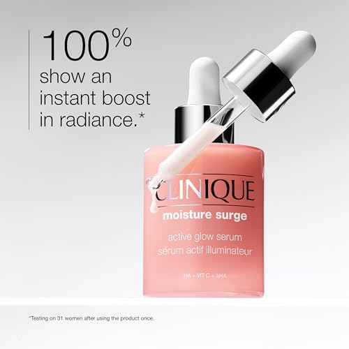 Clinique Moisture Surge Active Glow Serum - 5% Lactic Acid, Vitamin C, Hyaluronic Acid - Hydrating Oil-Free Face Serum 30ml - New