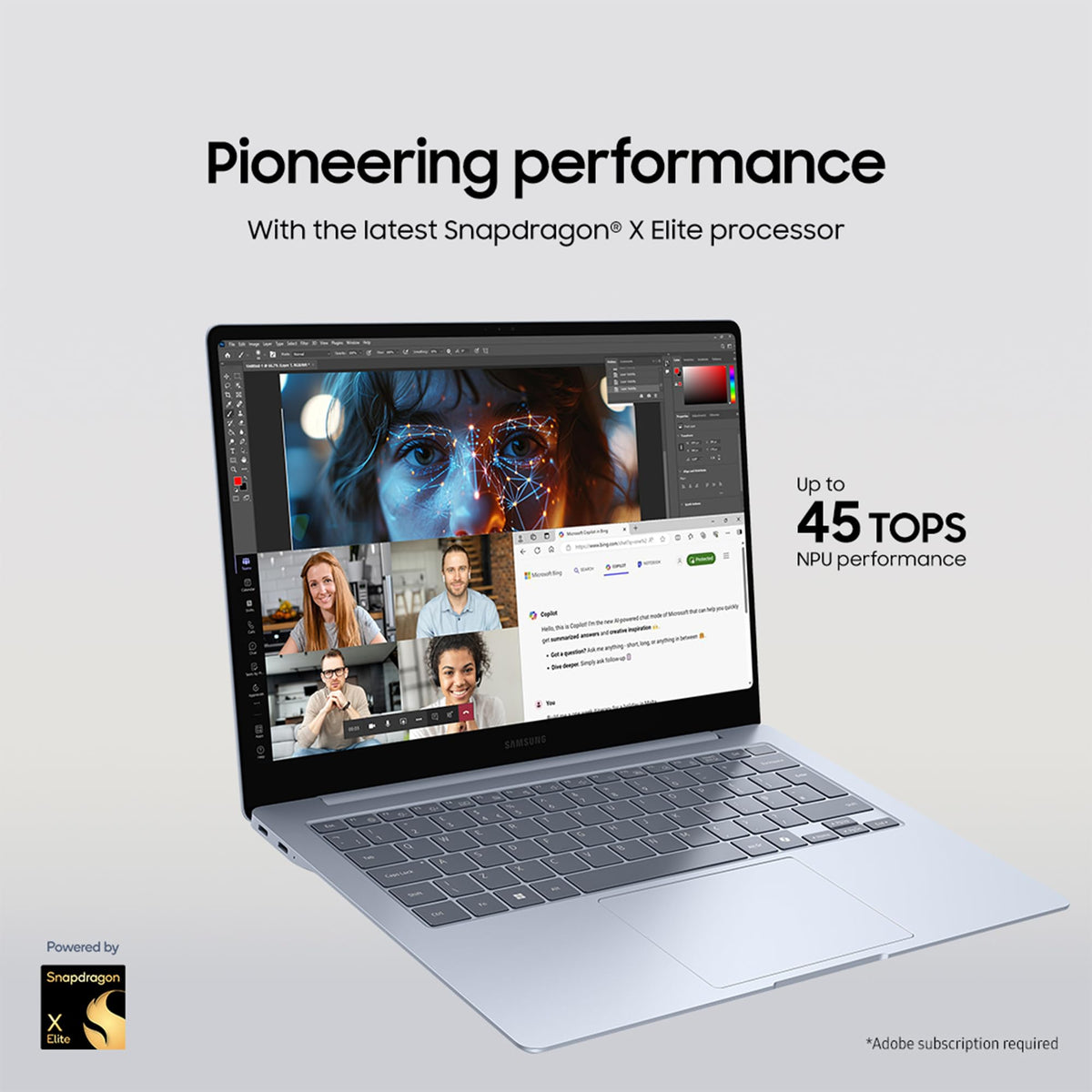 Samsung Galaxy Book5 (Edge) Copilot+ Laptop | 14' 3K Touchscreen AMOLED Display | Snapdragon X Elite | 16 GB RAM | 512 GB eUFS | Windows 11 | Aluminium Sapphire Blue - Very Good