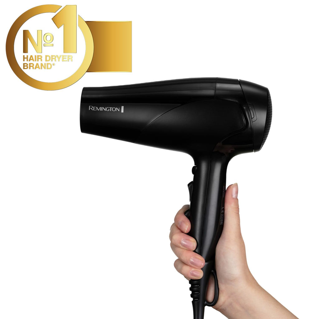 Remington D3198 Ionic Hair Dryer - 2200W Professional Styling, Diffuser, Concentrator, Frizz Control, Black - Damaged Box
