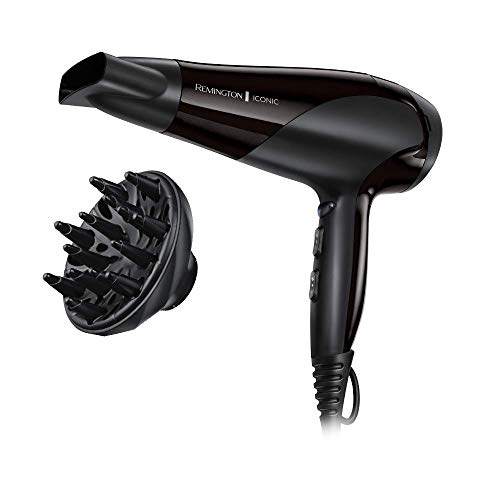 Remington D3198 Ionic Hair Dryer - 2200W Professional Styling, Diffuser, Concentrator, Frizz Control, Black - Damaged Box