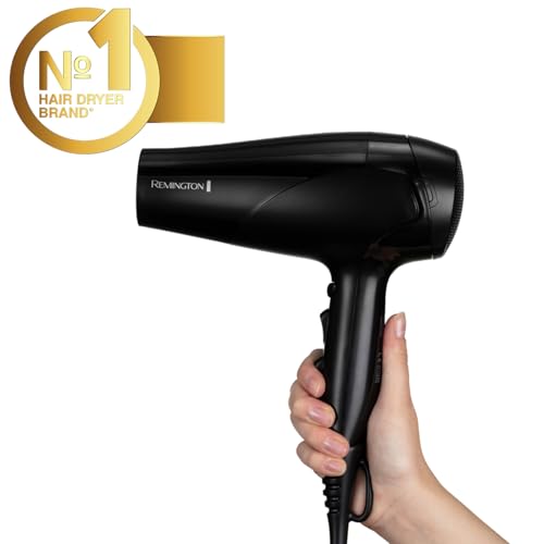 Remington D3198 Ionic Hair Dryer - 2200W Professional Styling, Diffuser, Concentrator, Frizz Control, Black - Damaged Box