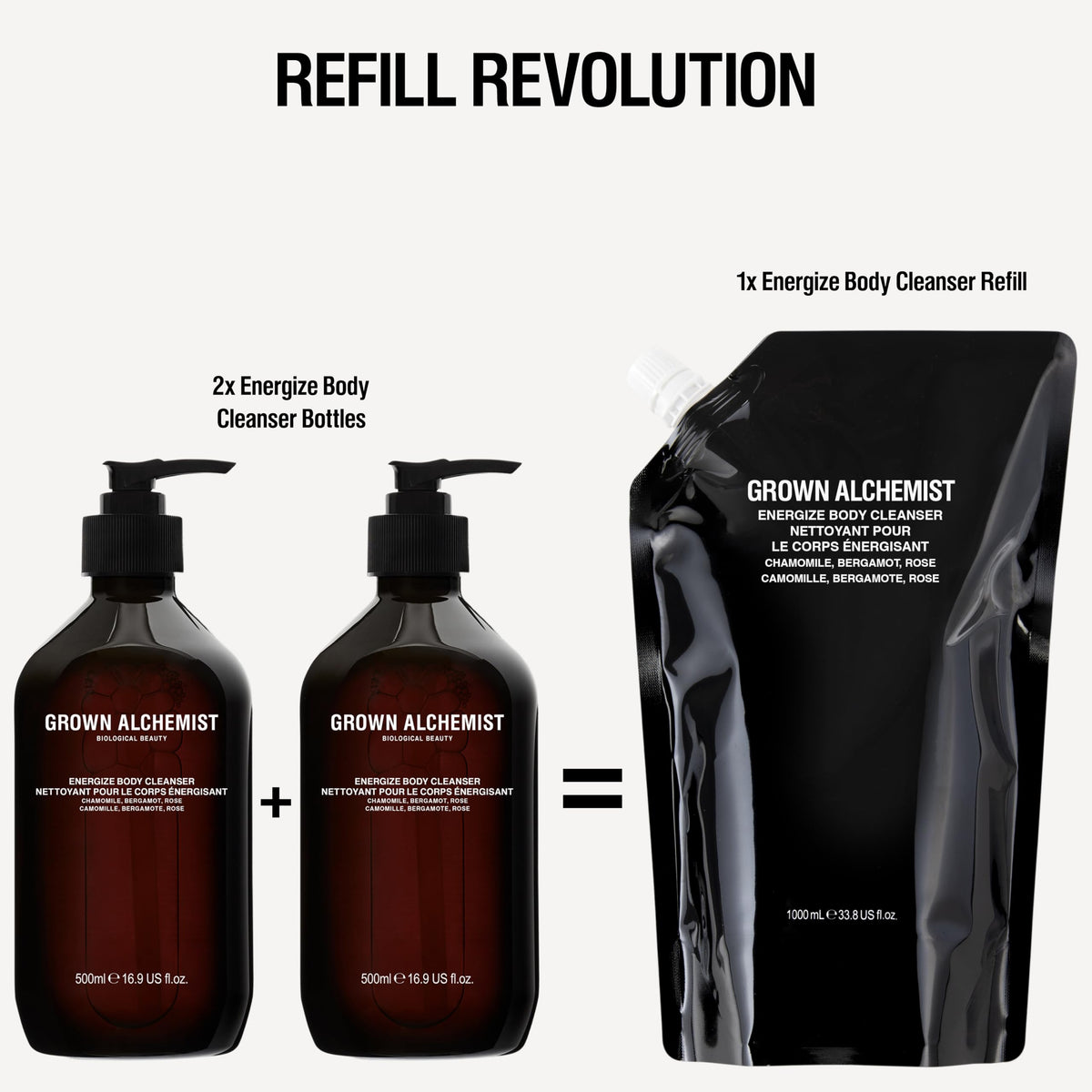 Grown Alchemist Energise Body Cleanser Refill 1L - Vegan Refreshing Body Wash - New