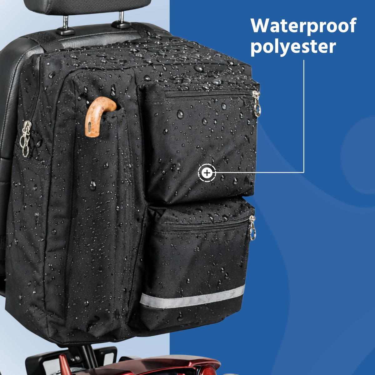 Days Deluxe Scooter Bag - Waterproof Mobility Aid Storage for Electric Scooters, Crutches & Walking Sticks - Black Polyester - Very Good