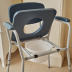 NRS Dovedale Comfort Commode - Height Adjustable, Padded Seat, Arms & Backrest - Blue/White Flat-Pack Toilet Aid - Very Good