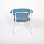 NRS Dovedale Comfort Commode - Height Adjustable, Padded Seat, Arms & Backrest - Blue/White Flat-Pack Toilet Aid - Very Good