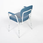 NRS Dovedale Comfort Commode - Height Adjustable, Padded Seat, Arms & Backrest - Blue/White Flat-Pack Toilet Aid - Very Good