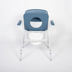 NRS Dovedale Comfort Commode - Height Adjustable, Padded Seat, Arms & Backrest - Blue/White Flat-Pack Toilet Aid - Very Good