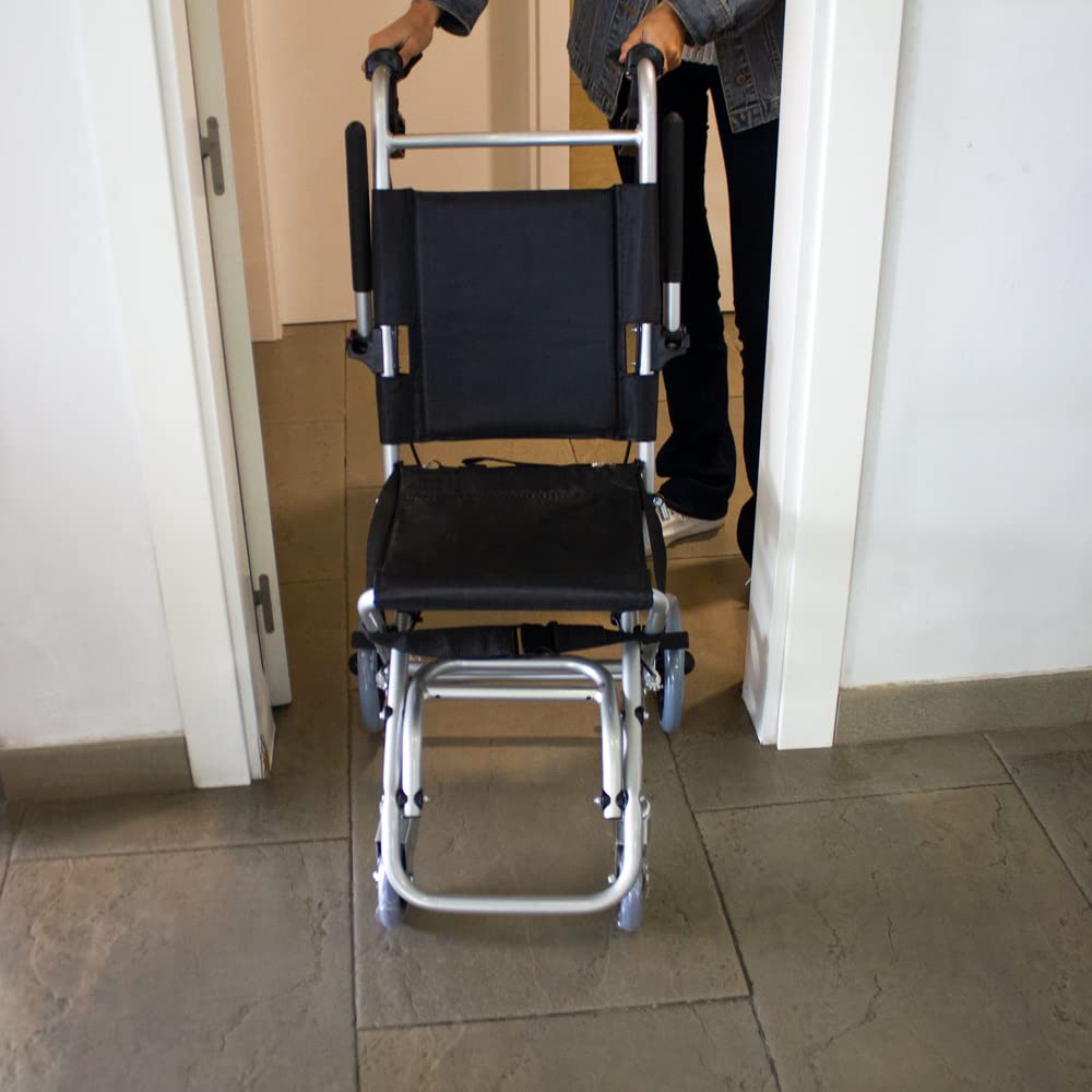 Mobiclinic Neptuno Folding Transport Wheelchair for Adults - Lightweight Aluminium - Ergonomic Seat & Backrest - Travel Belt - Damaged Box