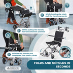 Mobiclinic Neptuno Folding Transport Wheelchair for Adults - Lightweight Aluminium - Ergonomic Seat & Backrest - Travel Belt - Damaged Box