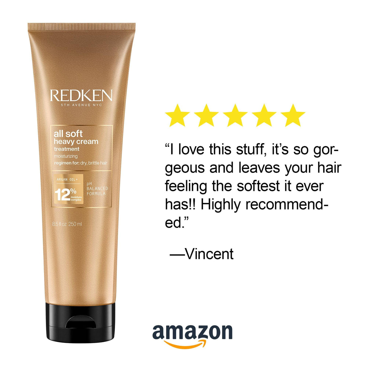 REDKEN All Soft Heavy Cream Treatment - Argan Oil - Softer Smoother Hair - 250ml Deep Conditioner Mask - New