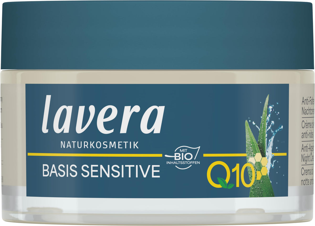 lavera basis sensitiv Anti-Ageing Moisturising Cream 50ml - Q10 Face Cream - Organic Skincare - Damaged Box - BBE 09/2028
