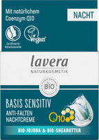 lavera basis sensitiv Anti-Ageing Moisturising Cream 50ml - Q10 Face Cream - Organic Skincare - Damaged Box - BBE 09/2028