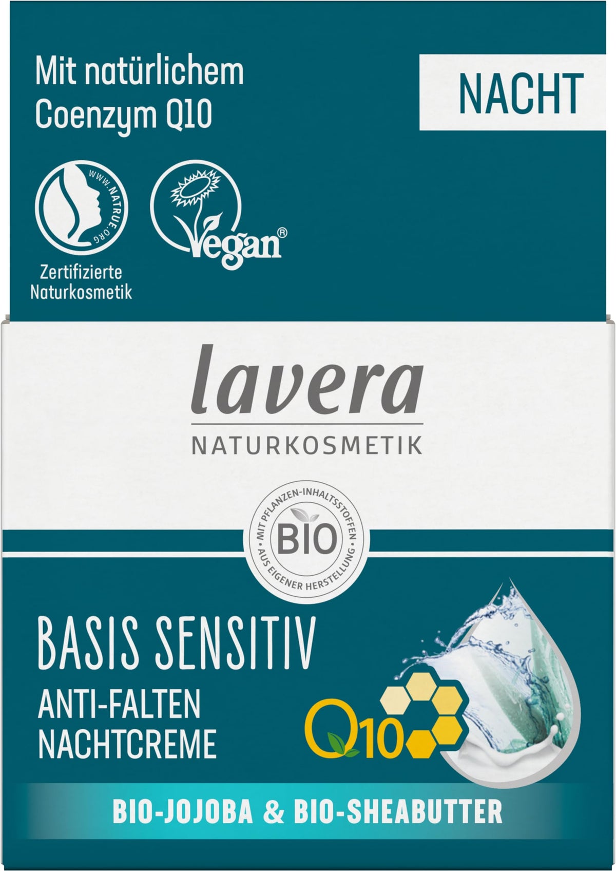 lavera basis sensitiv Anti-Ageing Moisturising Cream 50ml - Q10 Face Cream - Organic Skincare - Damaged Box - BBE 09/2028