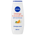 NIVEA Orange & Avocado Shower Cream 500ml - Moisturising Shower Gel with Avocado Oil & Vitamins C E - Caring Body Wash for Women - New