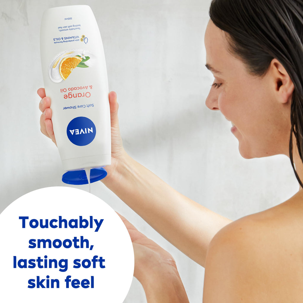 NIVEA Orange & Avocado Shower Cream 500ml - Moisturising Shower Gel with Avocado Oil & Vitamins C E - Caring Body Wash for Women - New