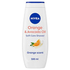 NIVEA Orange & Avocado Shower Cream 500ml - Moisturising Shower Gel with Avocado Oil & Vitamins C E - Caring Body Wash for Women - New