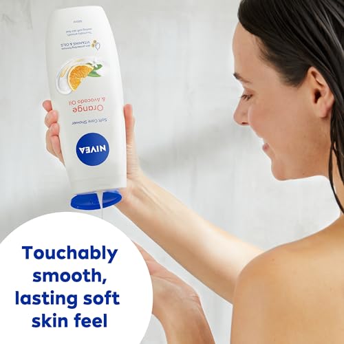 NIVEA Orange & Avocado Shower Cream 500ml - Moisturising Shower Gel with Avocado Oil & Vitamins C E - Caring Body Wash for Women - New